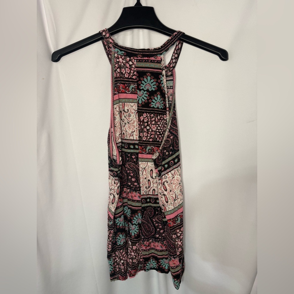 Harper Pink and Teal Paisley Halter Tank - Picture 2 of 4